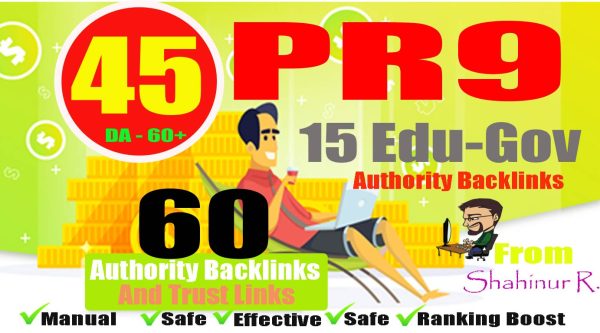 60 Backlinks 45 PR9 DA 70+ With 20 Edu Gov Backlinks Safe SEO Backlinks
